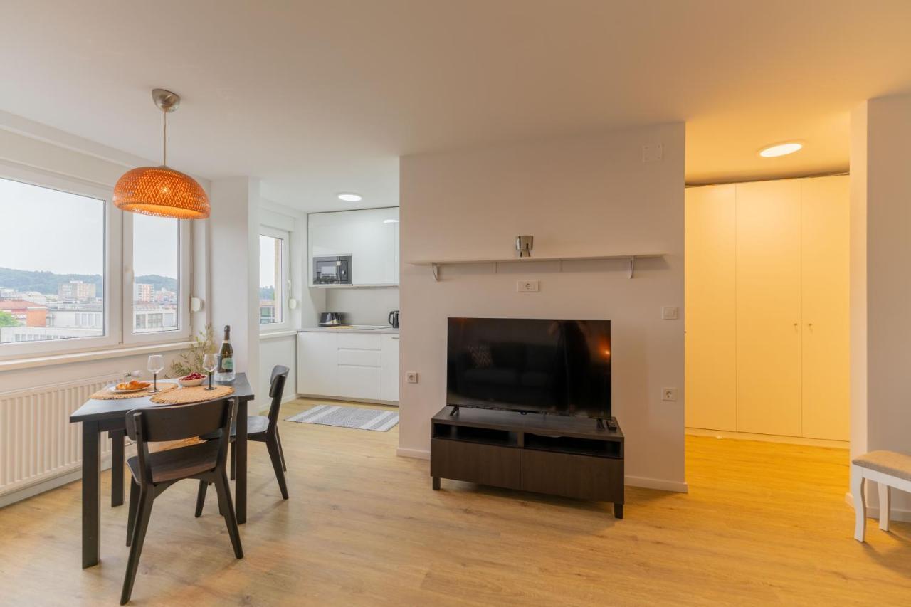 Elegant Tour As Studio Gilly With Open Views And A Balcony In The Center 卢布尔雅那 外观 照片